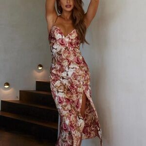 Selfie Leslie Downtown Cami Strap Front Split Midi Dress Size XS